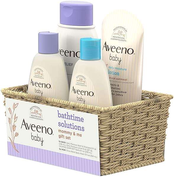 Aveeno Baby Mommy & Me Daily Bathtime Gift Set including Baby Wash & Shampoo, Calming Baby Bath & Wash, Baby Moisturizing Lotion & Stress Relief Body Wash for Mom, 4 items - Image 15