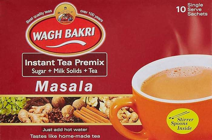 Wagh Bakri Instant Tea, 3 in 1, Just add Hot Water - 260 grams, 10 Sachets, Stirrers Inside [International Pack] (Masala) - Image 1