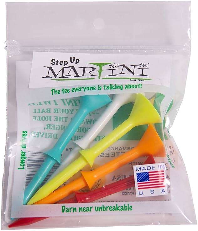 Martini Golf Tees DMT007 Durable Plastic Step-UP Tees (5 Pack), Assorted Colors, 3.25" - Image 1