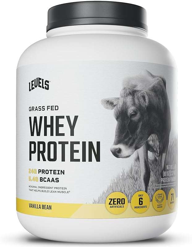 Levels Grass Fed Whey Protein Powder, No Artificials, 24G of Protein, Vanilla Bean, 5LB - Image 1