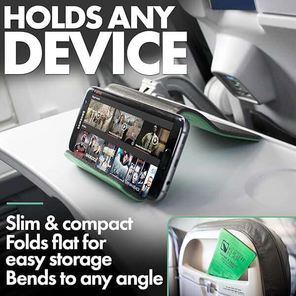 Flight Flap Airplane Phone Holder, Flexible Cell Phone Holder, Folding Cellphone Stand for Desk, Bed, Office, Treadmill - Airplane Gadgets for Long Travel Accessories - Plane Essentials (Green) - Image 4