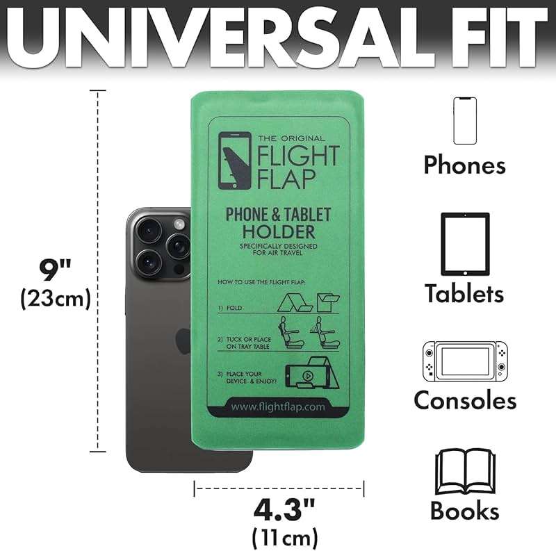 Flight Flap Airplane Phone Holder, Flexible Cell Phone Holder, Folding Cellphone Stand for Desk, Bed, Office, Treadmill - Airplane Gadgets for Long Travel Accessories - Plane Essentials (Green) - Image 6