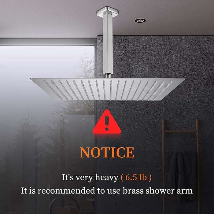 Derpras 16 Inch Square Rain Shower Head, 304 Stainless Steel, Ultra Thin High Pressure Bathroom Rainfall Showerhead (Brushed Nickel) (324 Jets) - Image 3