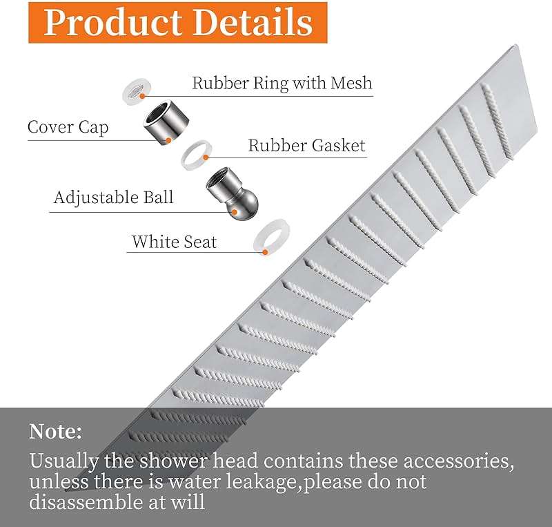 Derpras 16 Inch Square Rain Shower Head, 304 Stainless Steel, Ultra Thin High Pressure Bathroom Rainfall Showerhead (Brushed Nickel) (324 Jets) - Image 6