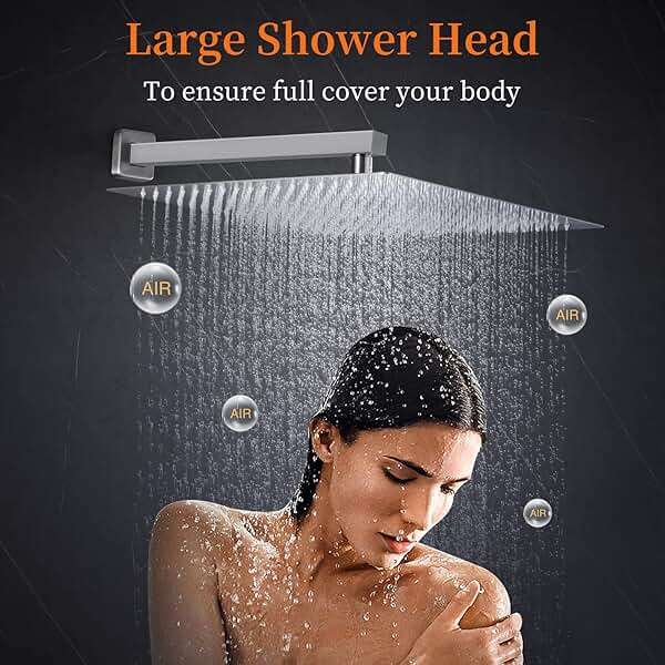 Derpras 16 Inch Square Rain Shower Head, 304 Stainless Steel, Ultra Thin High Pressure Bathroom Rainfall Showerhead (Brushed Nickel) (324 Jets) - Image 10