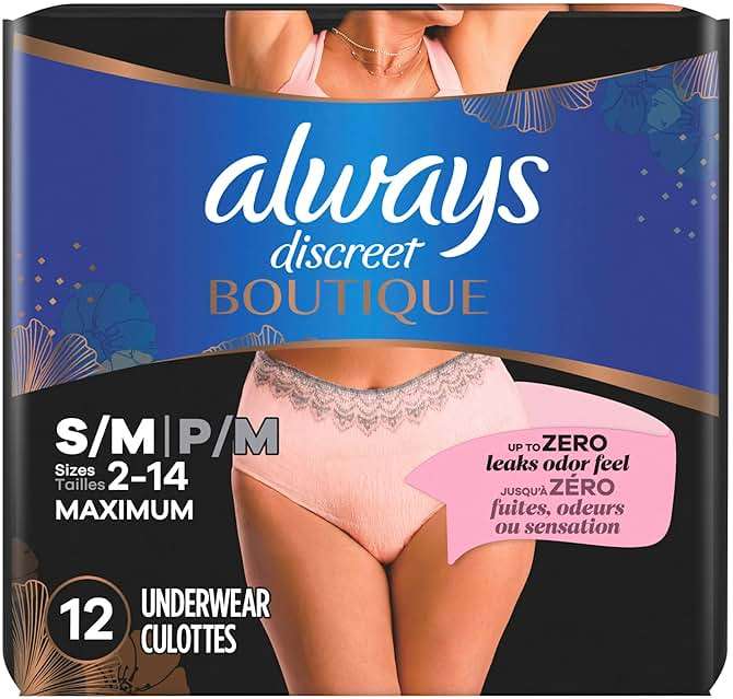 Always Discreet Boutique Incontinence and Postpartum Underwear for Women, Maximum Protection, Small/Medium, Rosy, 12 Count - Image 10