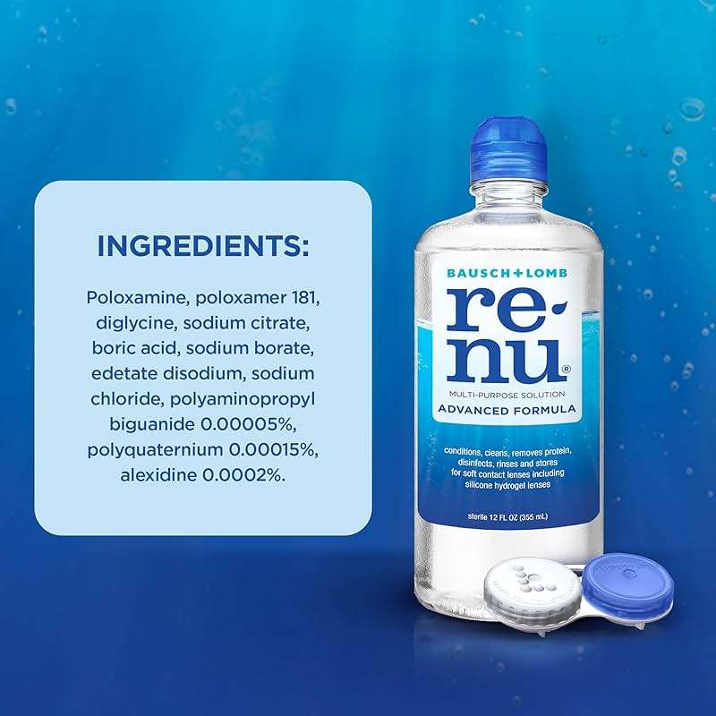 Renu Contact Lens Solution, Advanced Formula, Multi-Purpose Solution with Lens Case, Gently Cleans, Disinfects, Moisturizes & Hydrates Soft Lenses for All-Day Comfort, 12 Fl Oz (Pack of 2) - Image 5