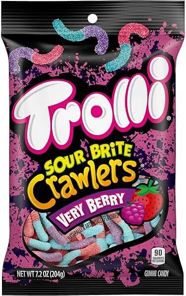 Trolli Sour Brite Crawlers Candy, Very Berry, Sweet and Sour, Gummy Worms, 7.2 oz - Image 10