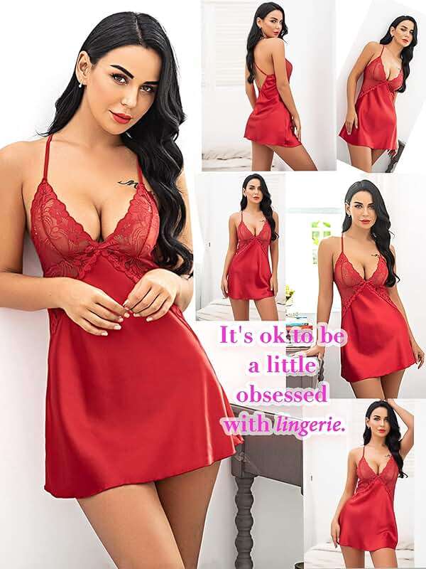 Avidlove Women Lingerie V Neck Sexy Nightwear Satin Sleepwear Lace Chemise Mini Babydoll Nightgown - Image 6