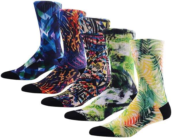 MEIKAN 3, 4, 5, 6 Pairs Men's Novelty Socks,Digital Printing Funky Patterned Crew Socks 3, 4, 5, 6 Pairs - Image 1