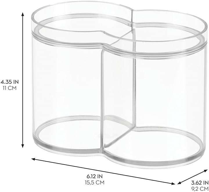 iDesign Round Plastic Canister Cosmetic Organizer with Top Tray Lid for Added Storage, The Clarity Collection – 6.12” x 3.62” x 4.35”, Clear - Image 2