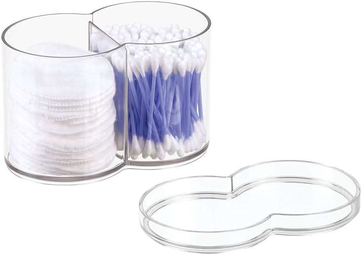iDesign Round Plastic Canister Cosmetic Organizer with Top Tray Lid for Added Storage, The Clarity Collection – 6.12” x 3.62” x 4.35”, Clear - Image 6