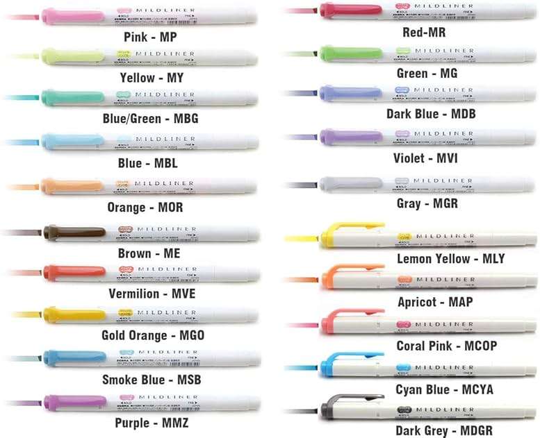 Zebra Mildliner Highlighter Pen Set, 20 Pastel Color Set (Japan Import) - Image 4