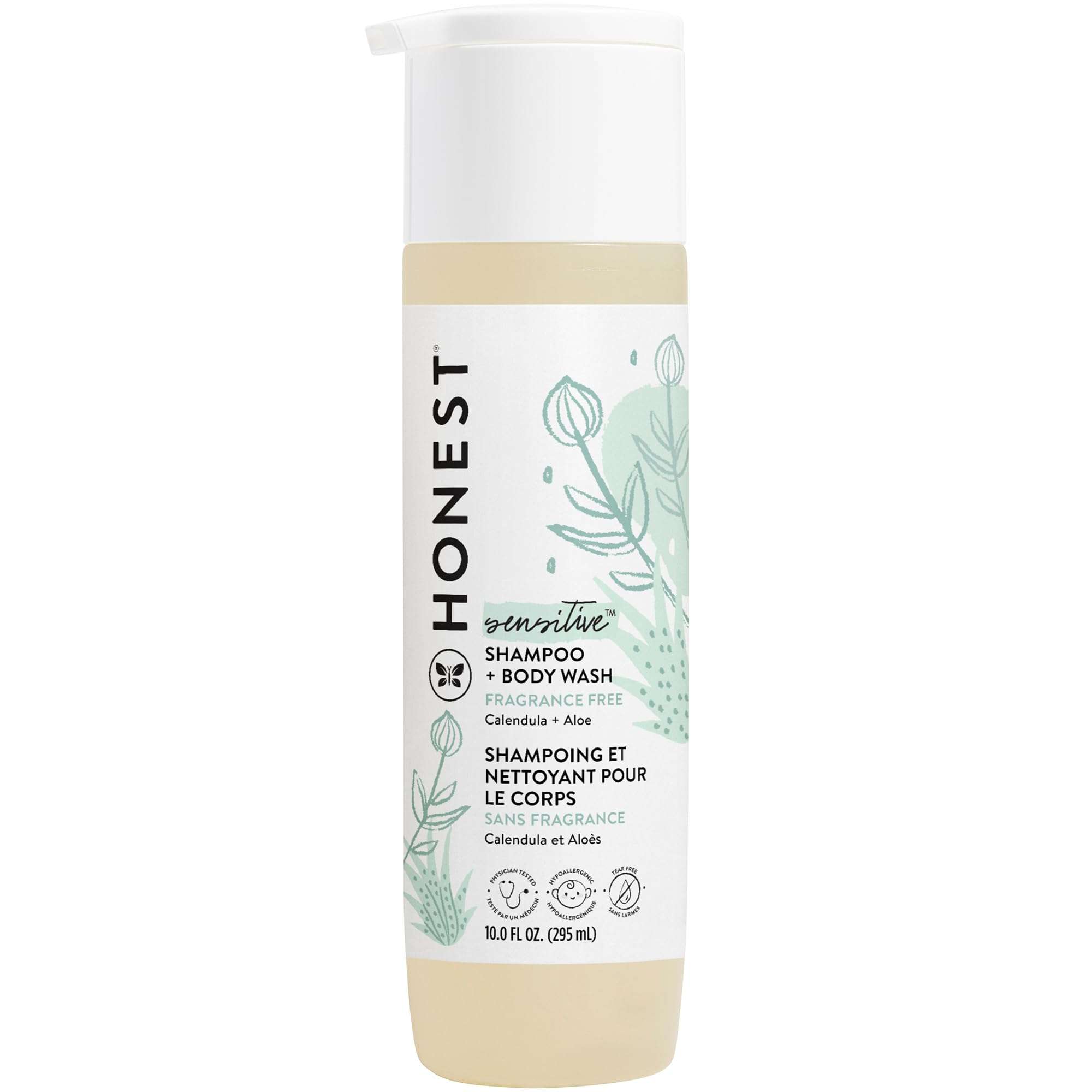 The Honest Company 2-in-1 Baby Shampoo & Body Wash, Fragrance-Free, Tear-Free, Hypoallergenic, Naturally Derived, Sensitive Skin, 10 fl oz - Image 1
