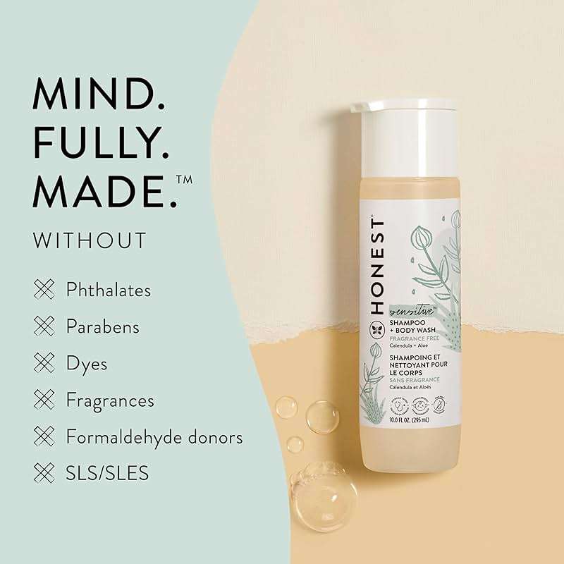 The Honest Company 2-in-1 Baby Shampoo & Body Wash, Fragrance-Free, Tear-Free, Hypoallergenic, Naturally Derived, Sensitive Skin, 10 fl oz - Image 5