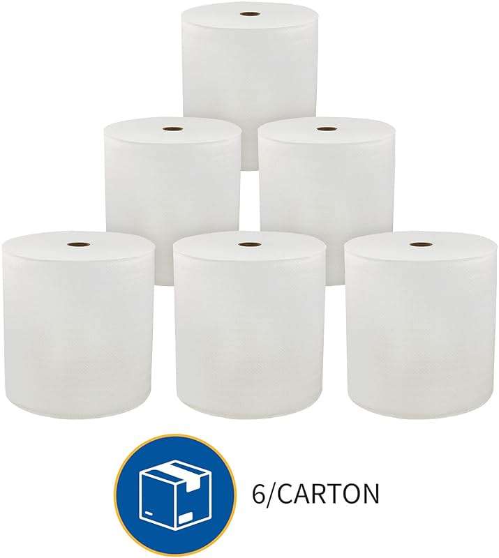 Genuine Joe Hardwound Roll Towels, White, 7" x 850', 6 Count - Image 7