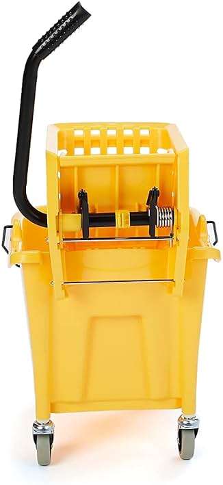 Amazon Basics Side Press Wringer Combo Commercial Floor Cleaning Rectangular Mop Bucket on Wheels, 35-Quart, Yellow - Image 3
