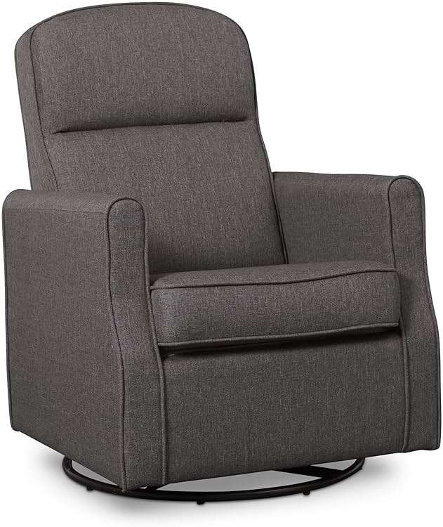 Delta Children Blair Slim Nursery Glider Swivel Rocker Chair, Charcoal - Image 1