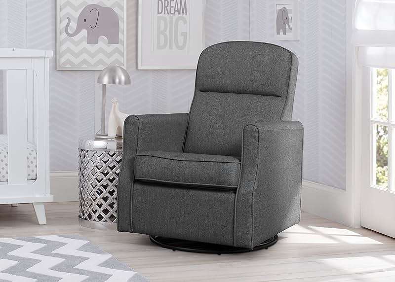 Delta Children Blair Slim Nursery Glider Swivel Rocker Chair, Charcoal - Image 2