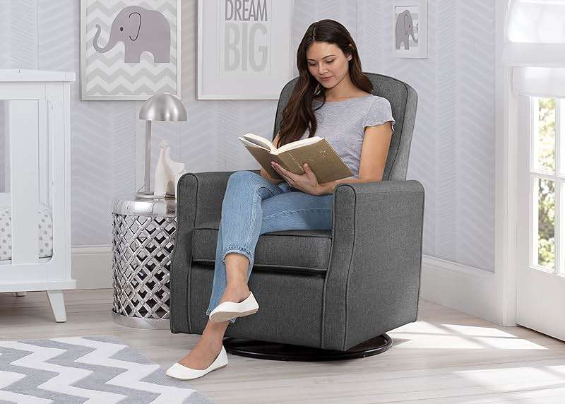 Delta Children Blair Slim Nursery Glider Swivel Rocker Chair, Charcoal - Image 4