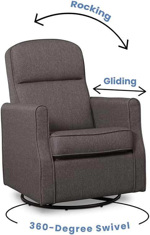 Delta Children Blair Slim Nursery Glider Swivel Rocker Chair, Charcoal - Image 7