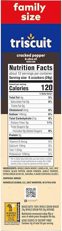 Triscuit Cracked Pepper & Olive Oil Whole Grain Wheat Crackers, Lunch Snacks, Snack Crackers, Family Size, 12.5 oz - Image 18