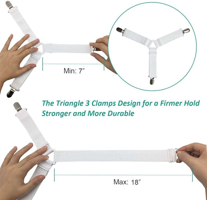 RayTour Bed Sheet Holder Straps 4 Pack - Elastic Sheet Keepers for Fitted Sheets - Image 3
