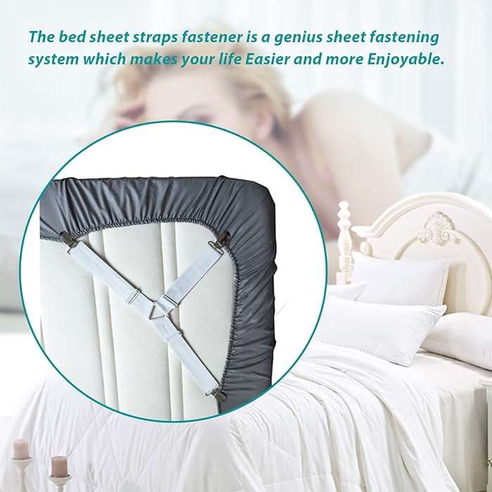 RayTour Bed Sheet Holder Straps 4 Pack - Elastic Sheet Keepers for Fitted Sheets - Image 4