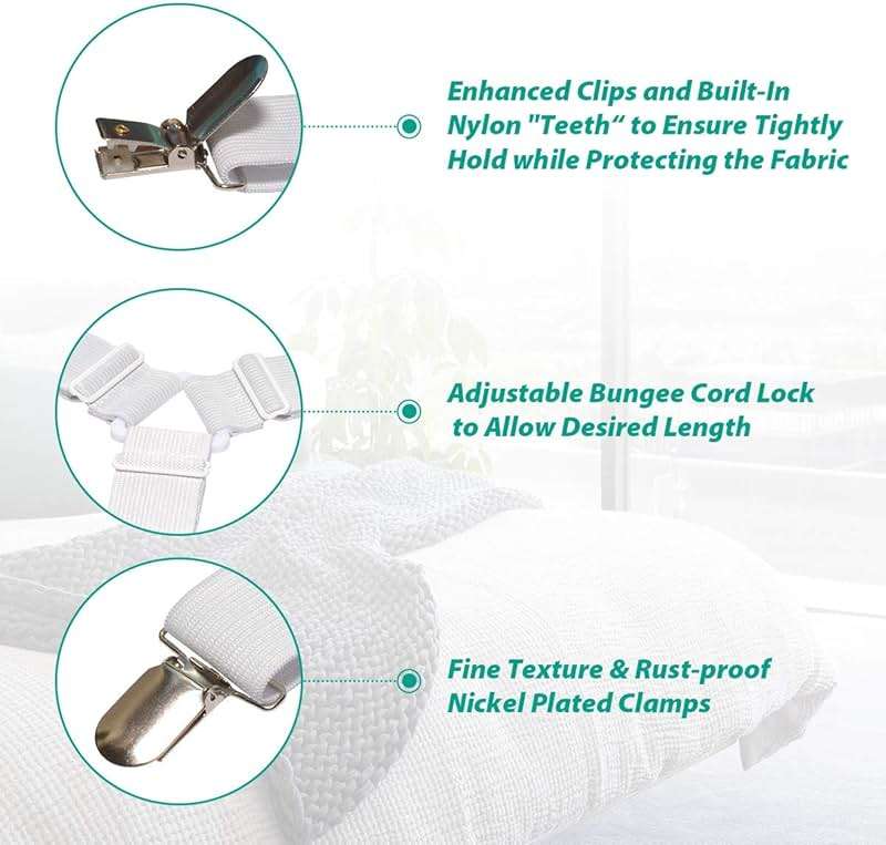 RayTour Bed Sheet Holder Straps 4 Pack - Elastic Sheet Keepers for Fitted Sheets - Image 5