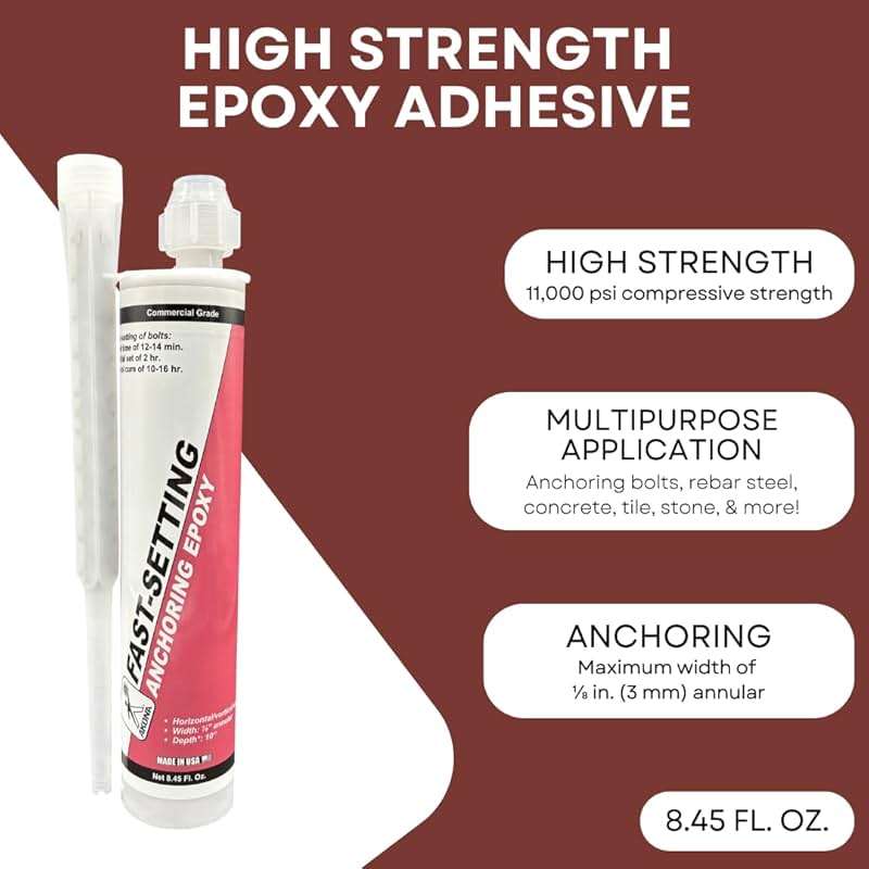 Akona Fast-Setting Anchoring Epoxy - Anchoring Epoxy for Concrete, Rebar, Steel, Masonry, Bolts, & More, High Strength Caulking Adhesive, Stops Water Leaks (8.45 Ounces, 1) - Image 2