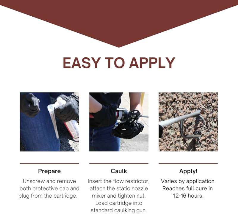 Akona Fast-Setting Anchoring Epoxy - Anchoring Epoxy for Concrete, Rebar, Steel, Masonry, Bolts, & More, High Strength Caulking Adhesive, Stops Water Leaks (8.45 Ounces, 1) - Image 4