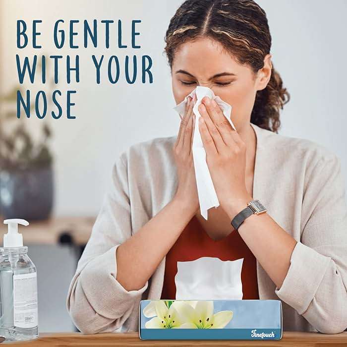 Finetouch Facial Tissues, 2-Ply Soft Facial Tissue - 6 Boxes, 130 Sheets Per Box (780 Total Sheets), Gentle & Durable Tissue Boxes Bulk for Home, Office & Travel - Image 2