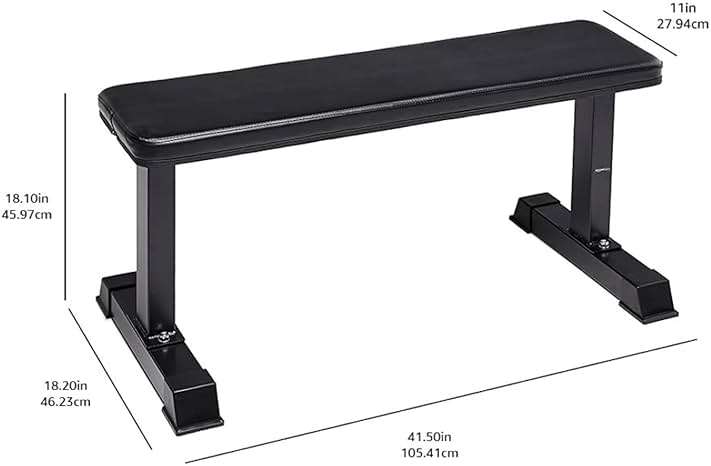 Amazon Basics Sturdy Flat Weight Bench for Home Gym, Strength Training, Stable Assembly, Black - Image 5