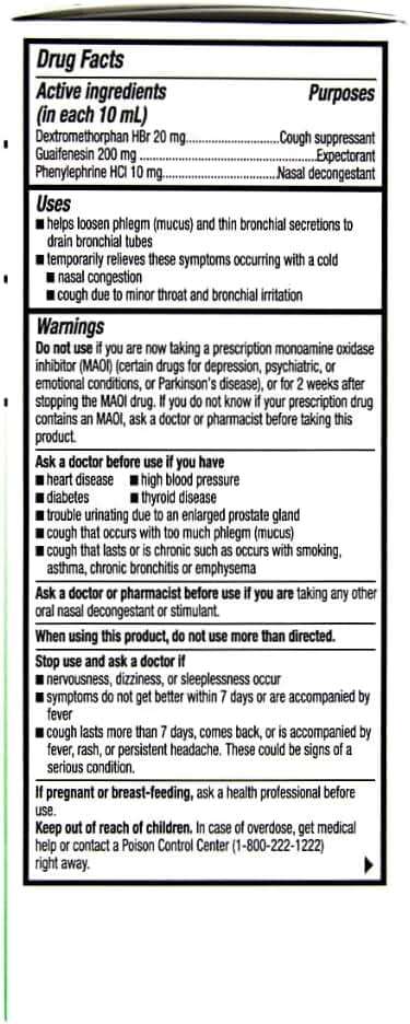 MAJOR Robafen CF Multi-Symptom Peak Cold Cough Syrup for Congestion and Mucus Relief, Alcohol-Free, Non-Drowsy - 4 fl oz (1 Pack) - Image 2
