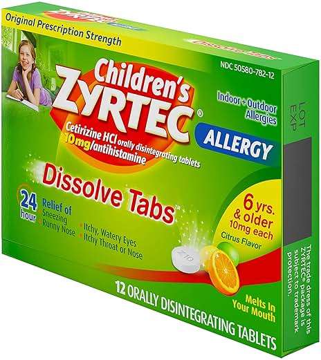 Children's Zyrtec 24 Hour Dissolving Allergy Relief Tablets with Cetirizine, Citrus Flavored Allergy Medicine, 12 ct (Pack of 3) - Image 7