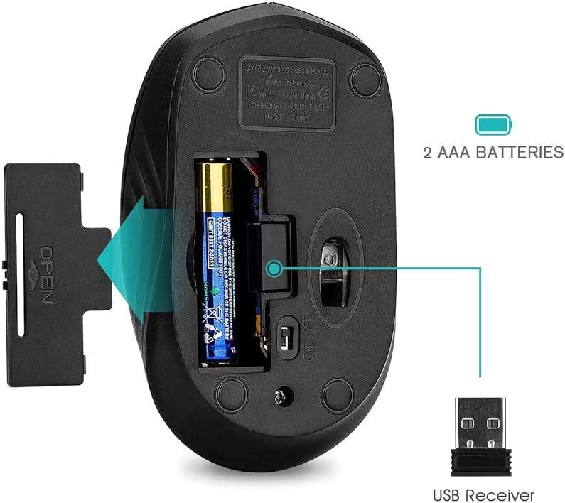 Rii Wireless Mouse, 2.4G Portable Computer Mice for PC, Laptop, Windows,Office Included Wireless USB dongle (Black) - Image 7