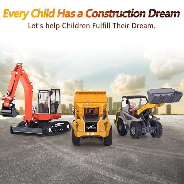 iPlay, iLearn Heavy Duty Construction Site Playset, Metal Dump Truck, Excavator Digger Backhoe, Tractor Bulldozer Diecast Vehicle, Outdoor Sandbox Car Toy, Birthday Gift 3 4 5 Year Old Boy Kid Toddler - Image 2