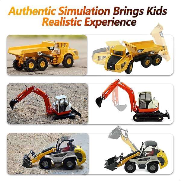 iPlay, iLearn Heavy Duty Construction Site Playset, Metal Dump Truck, Excavator Digger Backhoe, Tractor Bulldozer Diecast Vehicle, Outdoor Sandbox Car Toy, Birthday Gift 3 4 5 Year Old Boy Kid Toddler - Image 4