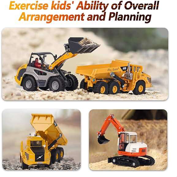 iPlay, iLearn Heavy Duty Construction Site Playset, Metal Dump Truck, Excavator Digger Backhoe, Tractor Bulldozer Diecast Vehicle, Outdoor Sandbox Car Toy, Birthday Gift 3 4 5 Year Old Boy Kid Toddler - Image 5