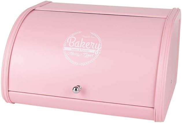 KL X458 Pink Bread Box Roll Top, Metal Bread Box for Kitchen Countertop, Large Capacity, Keeps Bakery Items Fresh Longer, Bread Bin for Kitchen Countertop, Breadbox to Store Cookies, Bagels, Muffins - Image 1