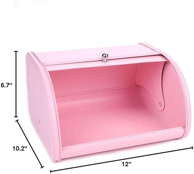 KL X458 Pink Bread Box Roll Top, Metal Bread Box for Kitchen Countertop, Large Capacity, Keeps Bakery Items Fresh Longer, Bread Bin for Kitchen Countertop, Breadbox to Store Cookies, Bagels, Muffins - Image 2