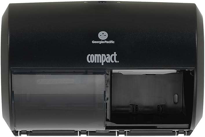 Georgia-Pacific Compact 2-Roll Side-by-Side Coreless High-Capacity Toilet Paper Dispenser by GP PRO (Georgia-Pacific); Black; 56784A; 1 Dispenser - Image 1