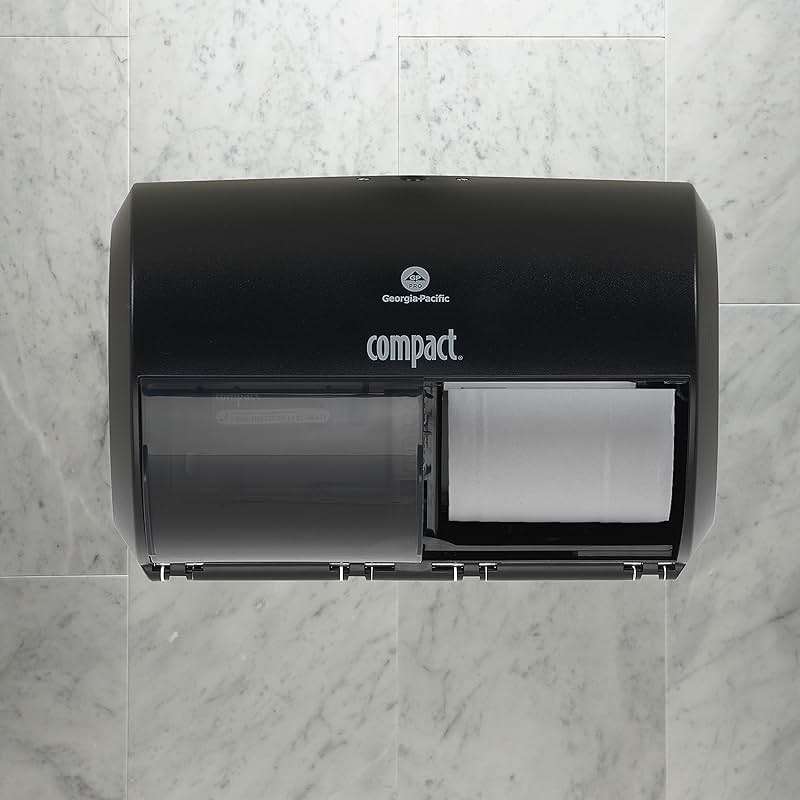 Georgia-Pacific Compact 2-Roll Side-by-Side Coreless High-Capacity Toilet Paper Dispenser by GP PRO (Georgia-Pacific); Black; 56784A; 1 Dispenser - Image 2