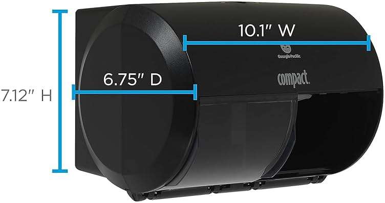 Georgia-Pacific Compact 2-Roll Side-by-Side Coreless High-Capacity Toilet Paper Dispenser by GP PRO (Georgia-Pacific); Black; 56784A; 1 Dispenser - Image 3