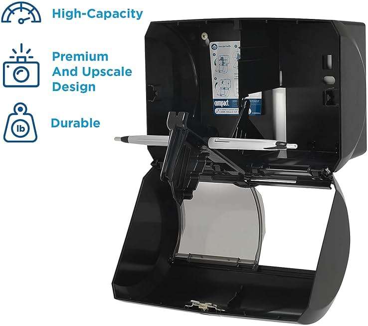 Georgia-Pacific Compact 2-Roll Side-by-Side Coreless High-Capacity Toilet Paper Dispenser by GP PRO (Georgia-Pacific); Black; 56784A; 1 Dispenser - Image 4