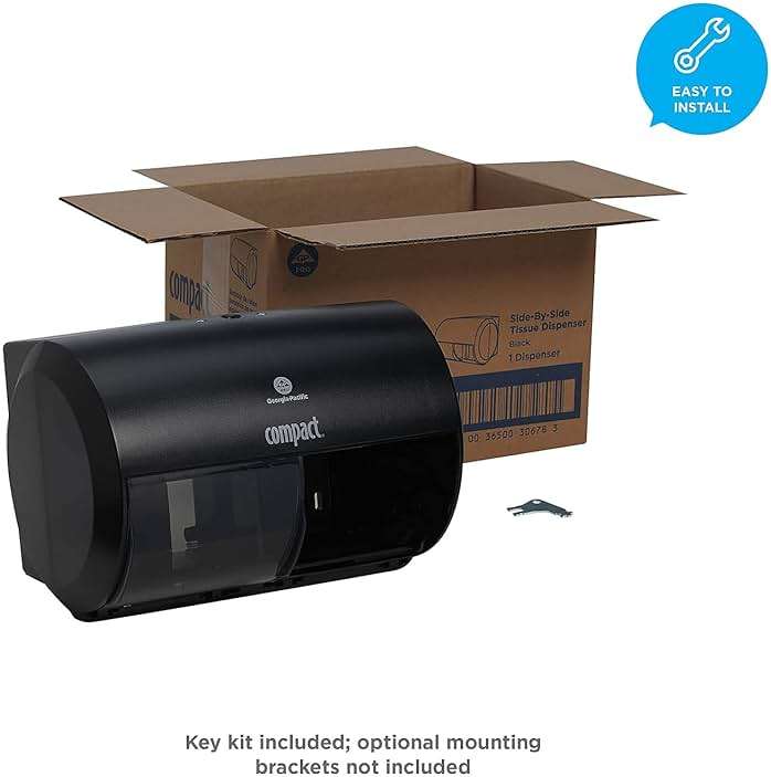 Georgia-Pacific Compact 2-Roll Side-by-Side Coreless High-Capacity Toilet Paper Dispenser by GP PRO (Georgia-Pacific); Black; 56784A; 1 Dispenser - Image 5