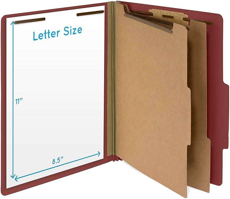 10 Red Classification Folders - 2 Divider - 2 Inch Expansions - Durable 2 Prongs Designed to Organize Standard Medical Files, Law Client Files, Office Reports - Letter Size, Red, 10 Pack - Image 2