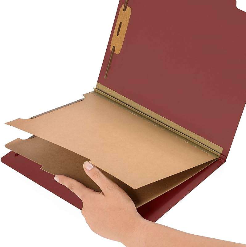 10 Red Classification Folders - 2 Divider - 2 Inch Expansions - Durable 2 Prongs Designed to Organize Standard Medical Files, Law Client Files, Office Reports - Letter Size, Red, 10 Pack - Image 3