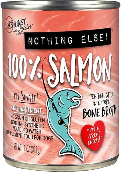 Against The Grain Nothing Else! 100% Salmon Dog Food – 12 Count, 11 oz Each – Single-Ingredient Meatball Texture in Natural Broth – Wet Dog Food – Grain & Gluten Free - Image 4
