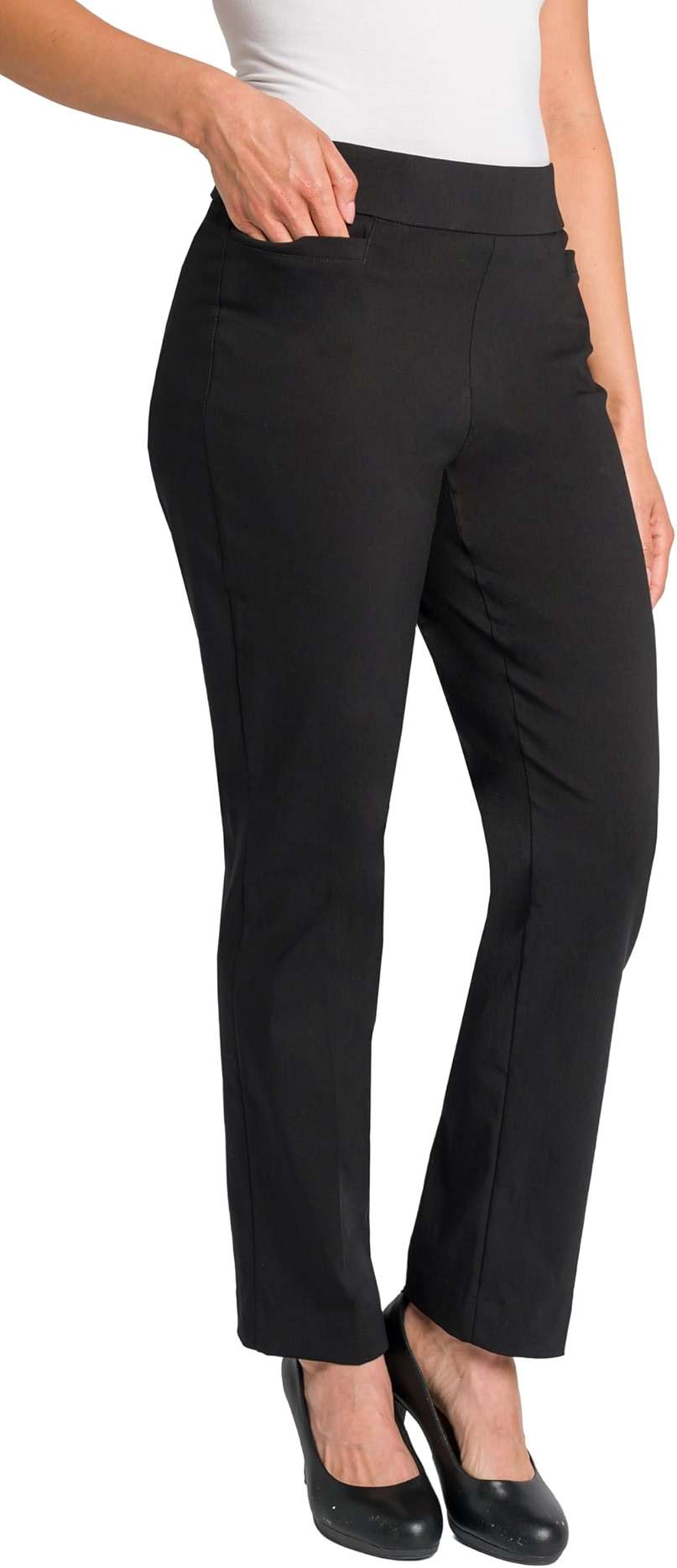Briggs New York Women’s Pull On Dress Pants 4 Pockets Straight Leg Stretchy Office Casual Work Slacks - Image 2